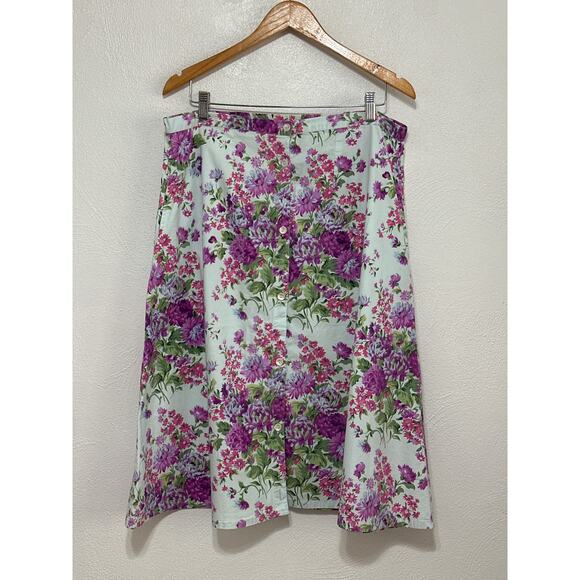 VTG Phool Spring A-Line Skirt 1X Purple Floral Coquette Cottagecore Soft Girl - Picture 6 of 13